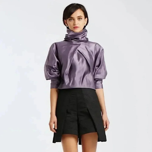 New Tish Cox Linen Blend Crop Blouse Top - Picture 13 of 14